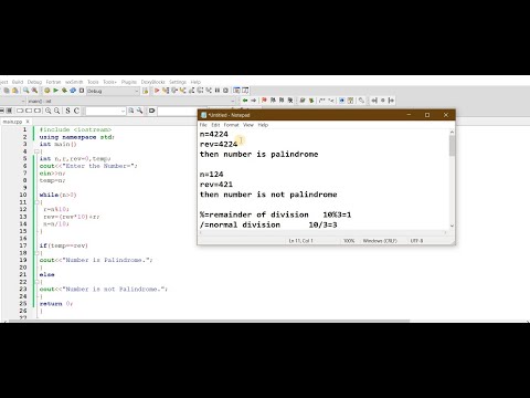 C++ Program to check whether given number is Palindrome or not | C++ program tutorial for beginners