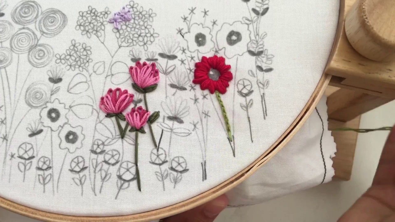 Flower Stem, Reverse Split Stitch, Hand Embroidery Tutorial - YouTube