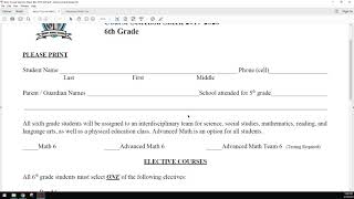 Rising 6th grade Course Selection Video