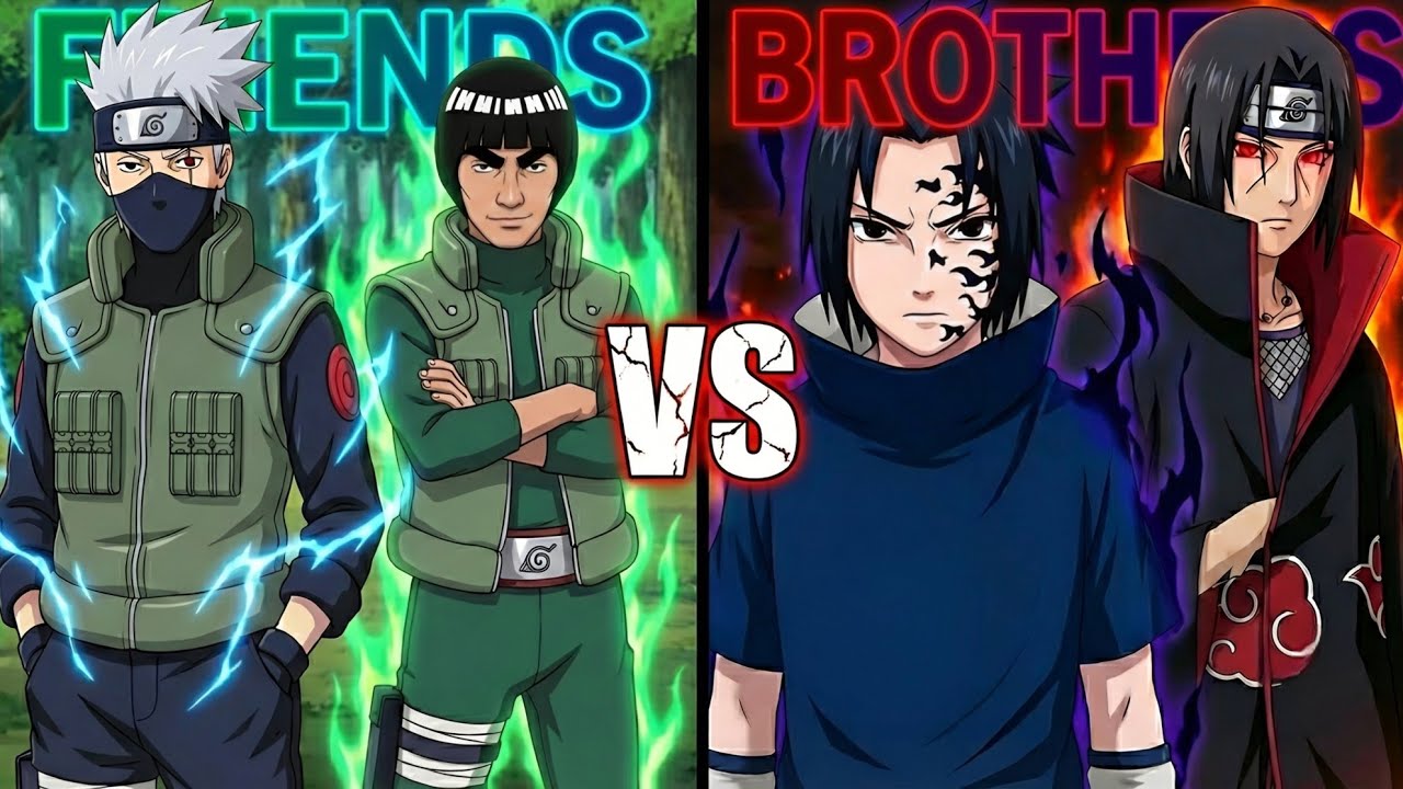 Kakashi & Might Guy vs Cursed Mark Sasuke & Itachi 🔥 Ultimate Naruto Battle | Who Wins?