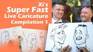 Very Fast Live Caricatures Compilation 1  - by Schnellzeichner Xi - Karikaturist für Events