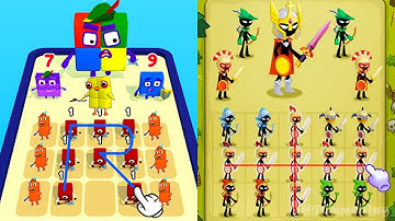 Merge Cube number Color Block Vs Merge Stickman Warriors ⭐ Merge Simulator Battles