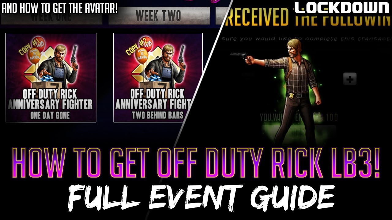 TWD RTS: How To Get Off Duty Rick LB3! Full Event Guide - The Walking Dead: Road to Survival Avatar
