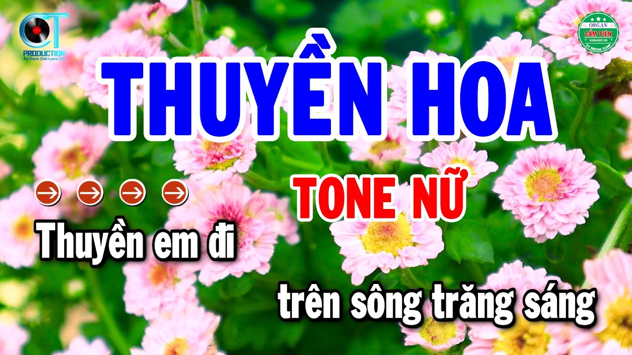 Karaoke Thuyền Hoa Tone Nữ Nhạc Sống Cha Cha Beat Chuẩn | Cẩm Tiên Organ