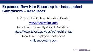 New Hire Reporting for Independent Contractors