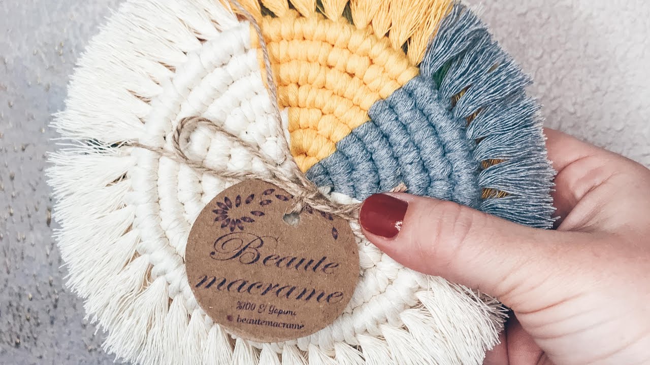 3 renk - 3 mm Gizli Bitişli Yuvarlak Makrome Bardak Altlığı