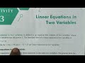 Linear equations in two variables activity maths 10th std 🫠