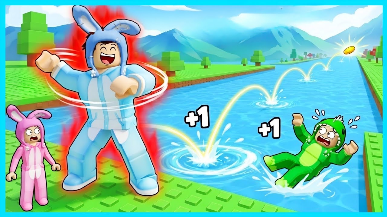 MIPAN & ZUZUZU Main Lempar Batu Di Atas Laut! Siapa Yang Bisa Jauh! ROBLOX