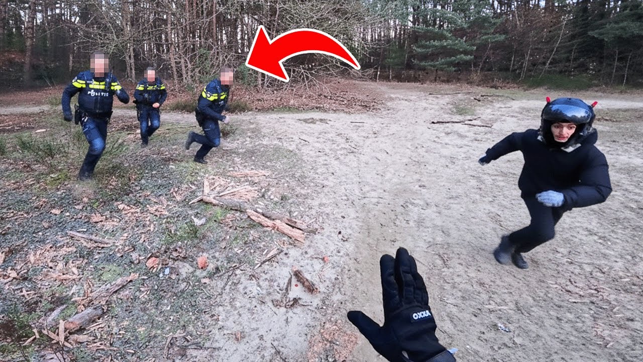 politie achtervolging tijdens het illegale vuurwerk afsteken...