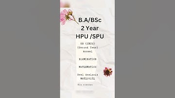 UG (CBCS) (Second Year) MATHEMATICS Real Analysis MATH201TH #hpu #spumandi #math #bsc #marvel