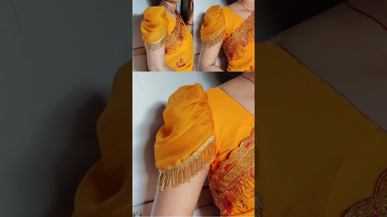 new model blouse sleeve# ruffle sleeve design cutting and stitching
