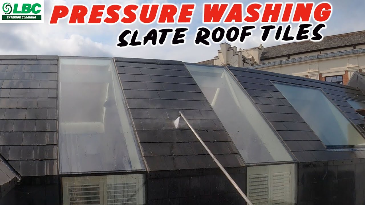 Clean slate roof tiles