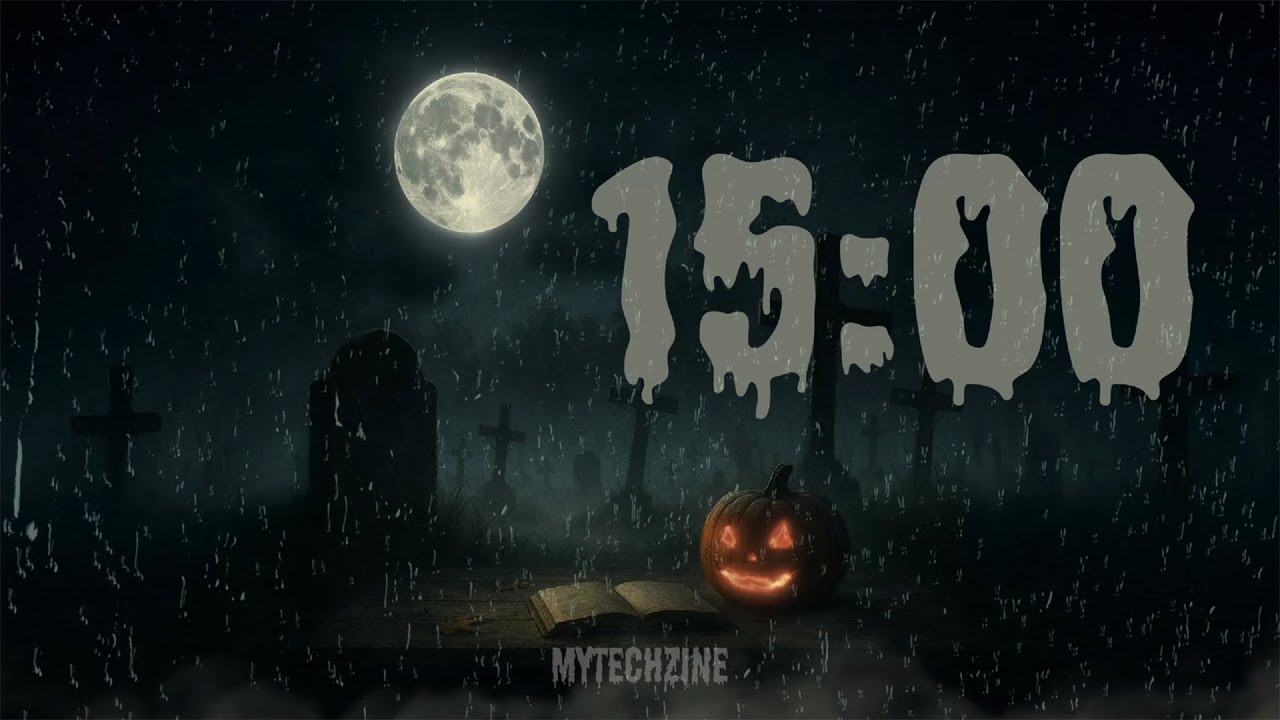 15 Minute Halloween Timer ⏰ – Silent Countdown | Graveyard Scene - YouTube