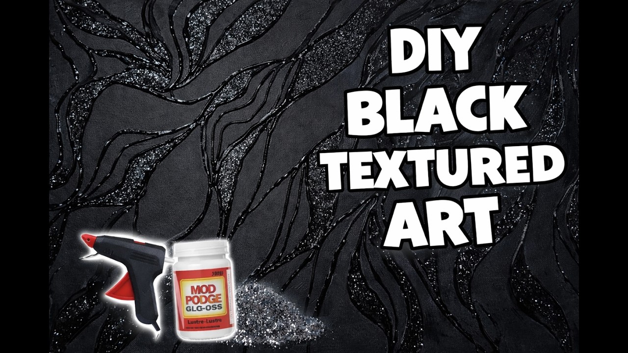 DIY Black Textured Canvas Art | Easy Modern Abstract Wall Decor with ...