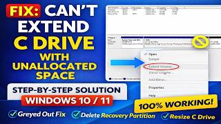 Fix can't extend C drive with unallocated space in windows 10/11 (Extend Volume Greyed Out)
