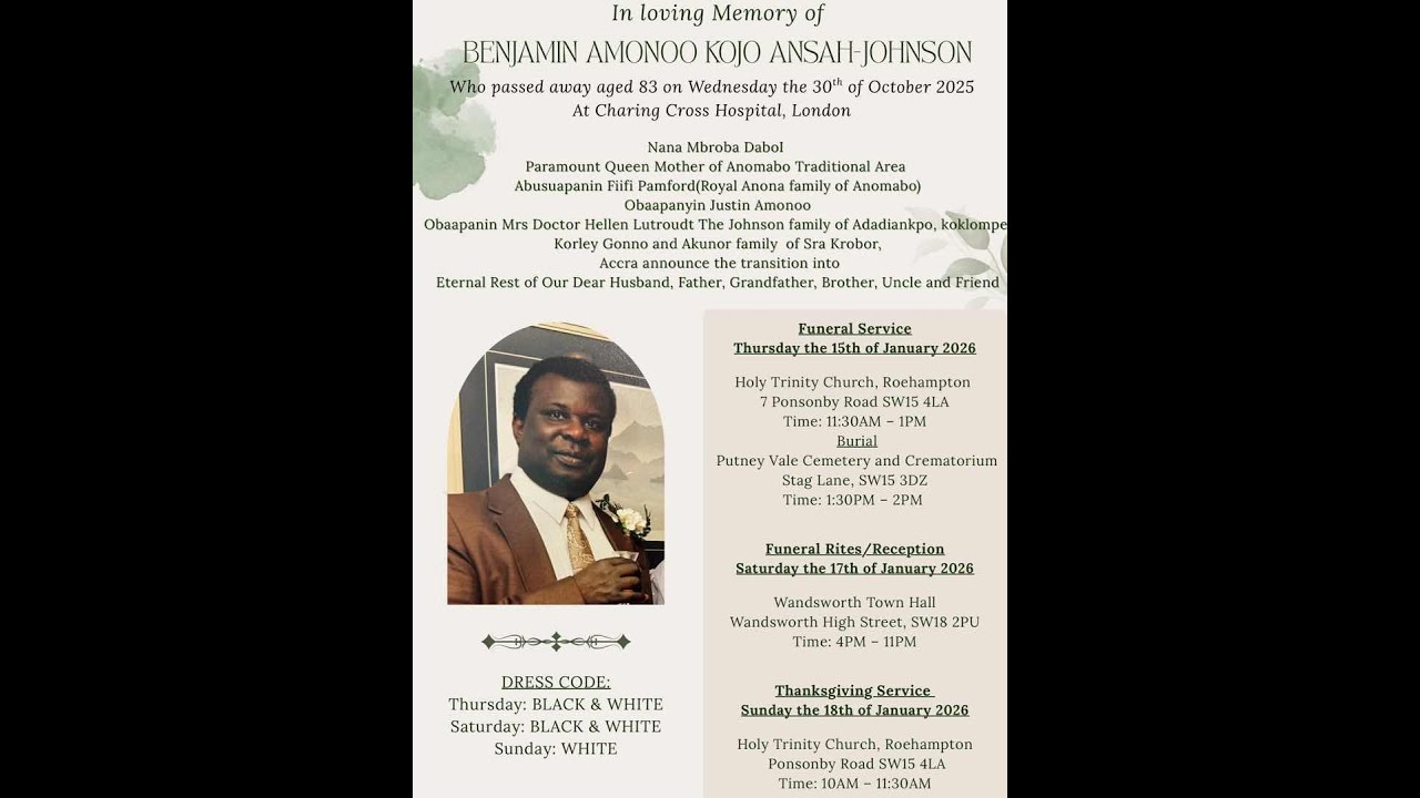 Benjamin Amonoo Kojo Ansah Johnson’s funeral in London