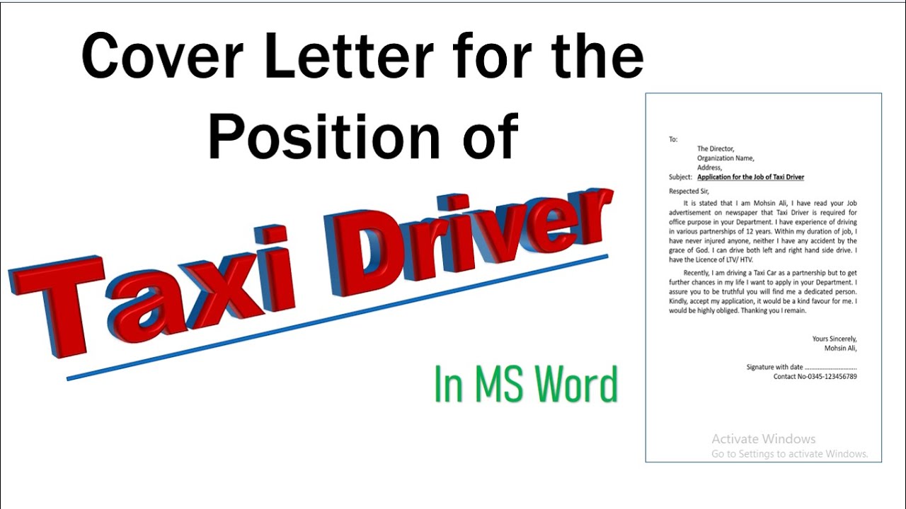 taxi driver cover letter