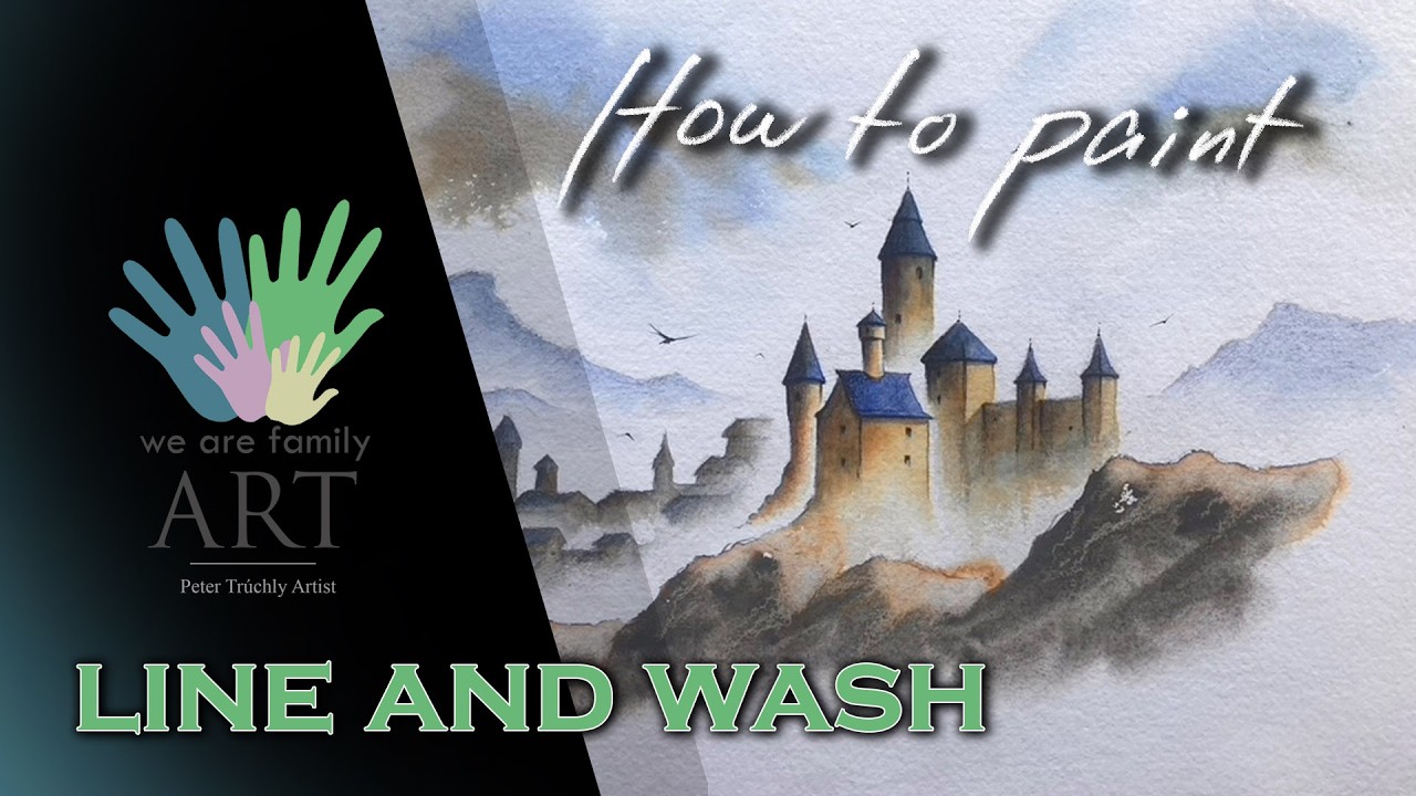 How to paint minimalistic line and wash watercolor landscape with ...