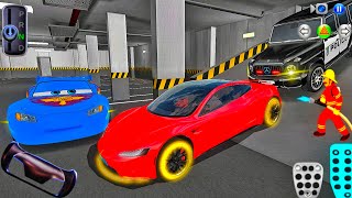 New Tesla Red EV car Stuck in Parking Garage - 3D Driving Class 2026 - Best Android iOS Gameplay