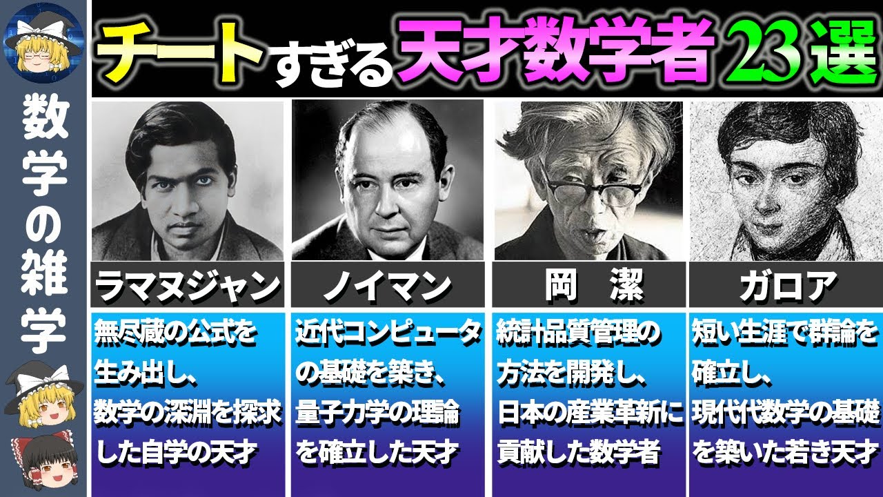 【総集編】もはや人間か怪しい天才数学者23選【ゆっくり解説】 - YouTube