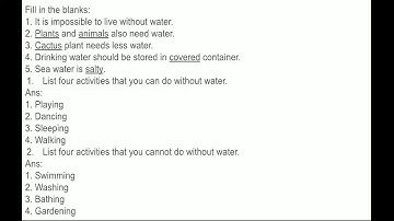 Water O Water Class 3 EVS Chapter 3 Question Answers/Worksheet