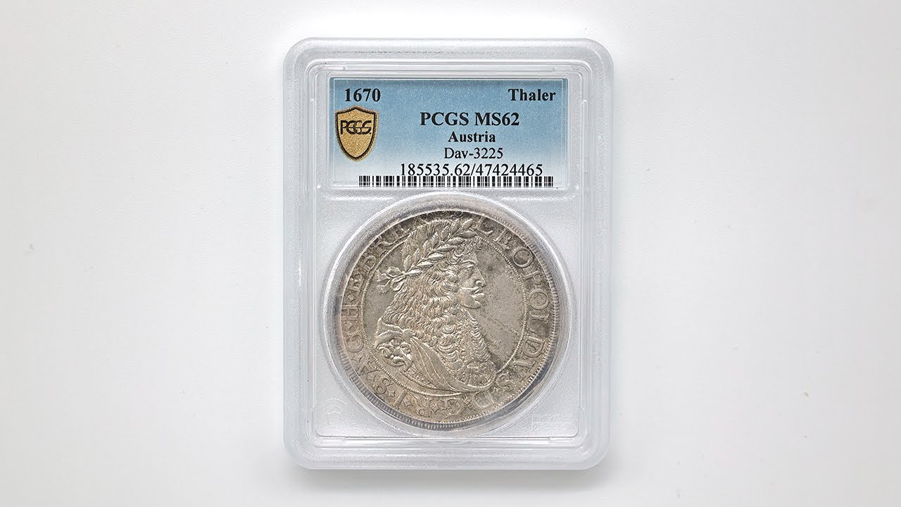 委託販売 1670 オーストリア レオポルト1世 1ターラー 銀貨 PCGS MS 62
