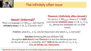 Famous New Lower Bounds and Derandomization for ACC, and a... Wealth
