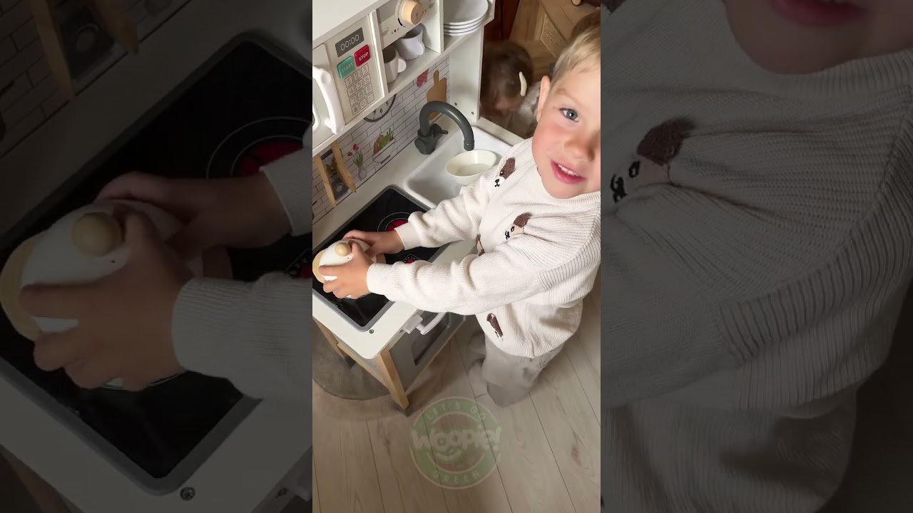 WOOPIE GREEN Drewniana Interaktywna Kuchnia 9w1 z Pralką i Tablicą