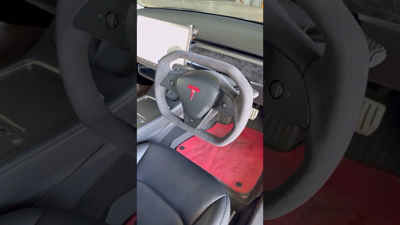 I changed the steering wheel on my Tesla #tesla #model3 #modely