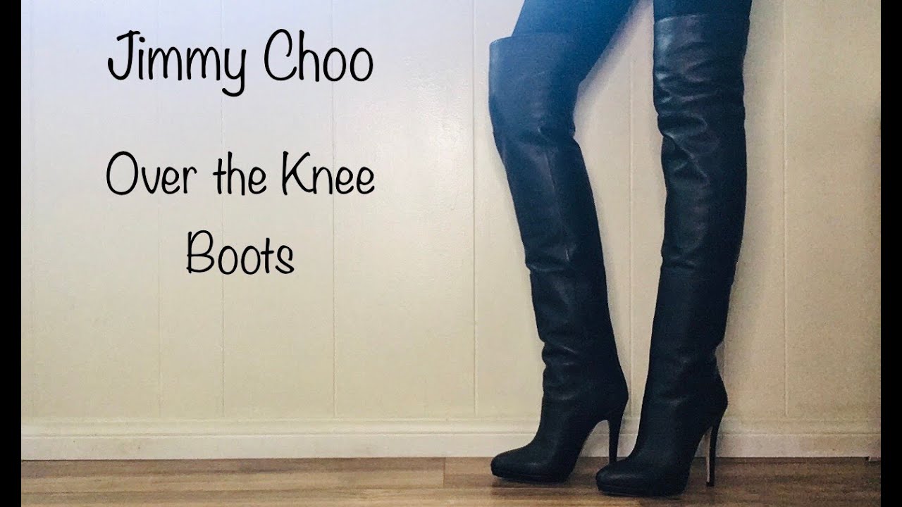 Jimmy Choo Giselle 120MM OTK Boots Unboxing and Try On - YouTube