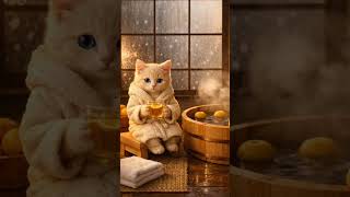 Yuzu Bath Season 🍊♨️❄️ #cat #cute #catlovers