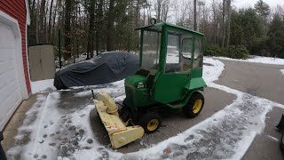 John Deere 316 with cab and snowblower, overview and drive