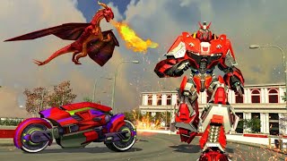 Flying Fire Dragon Robot Transform Bike Robot Game ( Android Gameplay ) | Rution Games screenshot 1