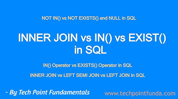 INNER JOIN vs IN | IN vs EXISTS | NOT IN vs NOT EXISTS | EXISTS() | NOT EXISTS() | SQL OPERATOR