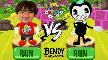Tag with Ryan vs Bendy in Nightmare Run - Real Ryan Kaji vs All Characters Unlocked Run Gameplay