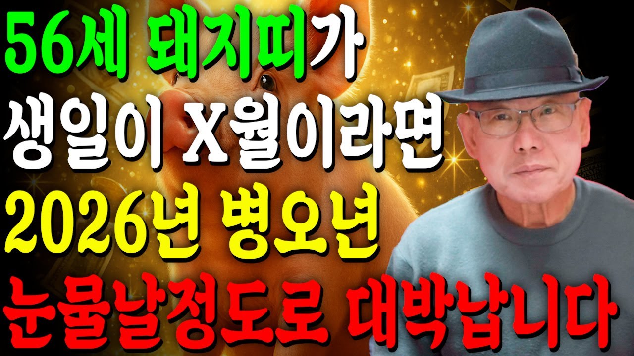 [2026년 56세 돼지띠운세] 1971년생 돼지띠 생이리 X월이라면 2026년에 100% 이렇게됩니다! 금전,귀인,문서운,자식복까지 모두 대박이다!! 1971년생 돼지띠 신년운세