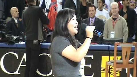 Soprano Tracy Sarmiento sings US National Anthem