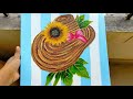Easy Sunflower Hat Canvas Art 🌻| Step by Step Acrylic Painting Tutorial #beginners #fullprocess #art