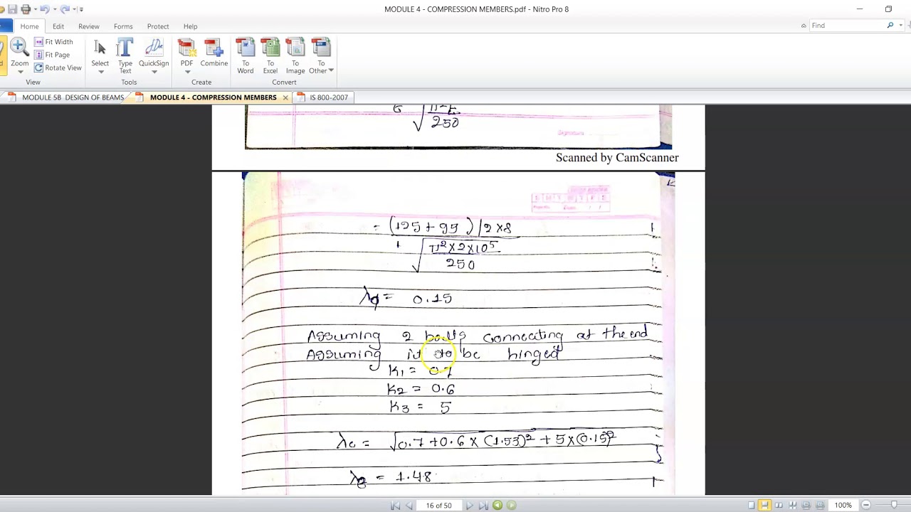 Single Angle Compression Check Example DESIGN OF COMPRESSION MEMBERS L6 DESIGN OF SINGLE ANGLE - YouTube