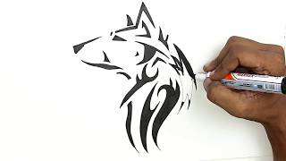 Easily Draw Tribal Tattoo head with marker Pen Step By Step screenshot 3