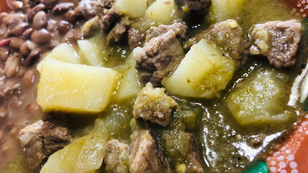 Chili Verde con carne de Rez y papas! YouTube