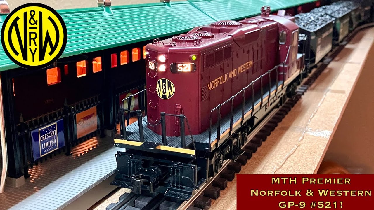 Rolling Coal: MTH Premier Norfolk & Western GP-9 #521! - YouTube