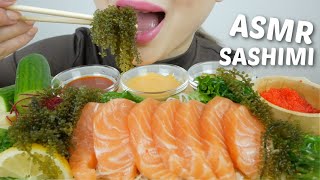 SALMON Sashimi with RED Tobiko and Sea Grapes *No Talking Eating Sounds | N.E Let's Eat