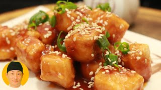 Tofu crocante  ao molho agridoce.