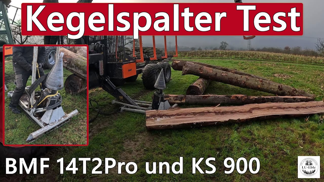 Kegelspalter Test am Rückewagen | BMF 14T2Pro und KS 900 zum Starkholz spalten