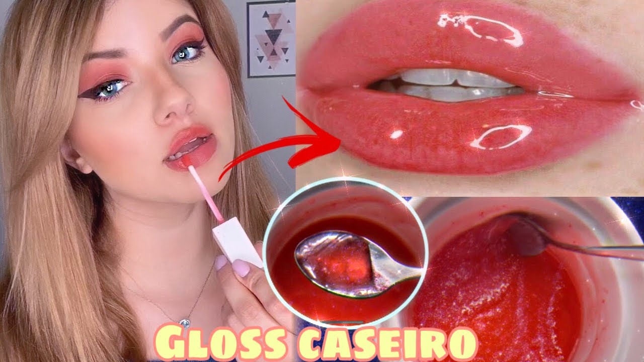 Como fazer gloss labial com 2 INGREDIENTES 🍓 ! * em casa sem gastar !