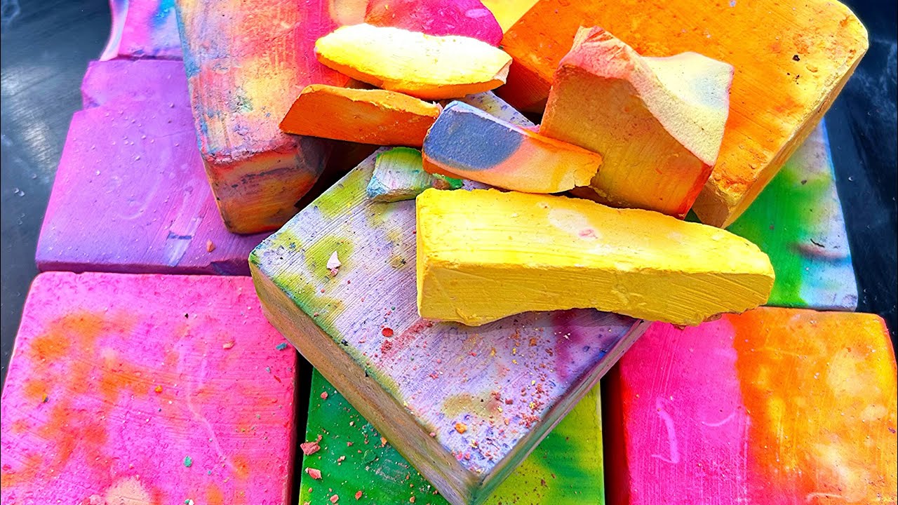 ASMR | pretty AC dyed gym chalk | colourful | crunchy | powdery ...