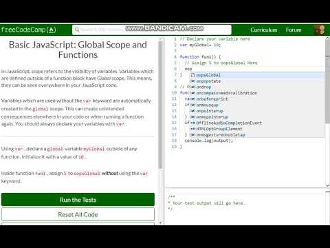 Basic JavaScript Global Scope and Functions free code camp   Dani