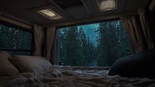 Soft Rain on Camper Van in Forest at Night | Deep Sleep Rain Sounds & Relaxation screenshot 4