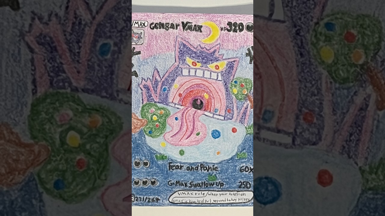 I HAND DREW The Gengar Alt Art VMAX Pokémon Card!